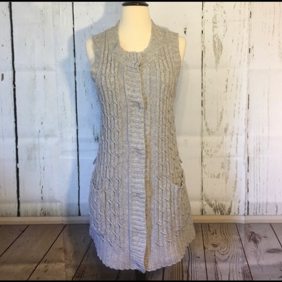 Victoria’s Secret Motto Gray Long Sweater Vest - Picture 2 of 5